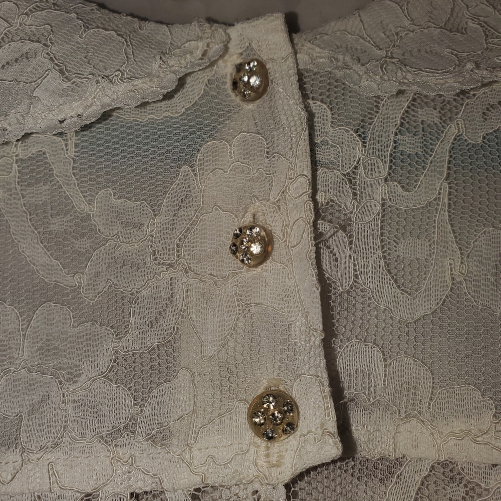 Vintage 50's Eve Stillman For Lord And Taylor Ivory Lace Dressing Gown Size M - Picture 3 of 7